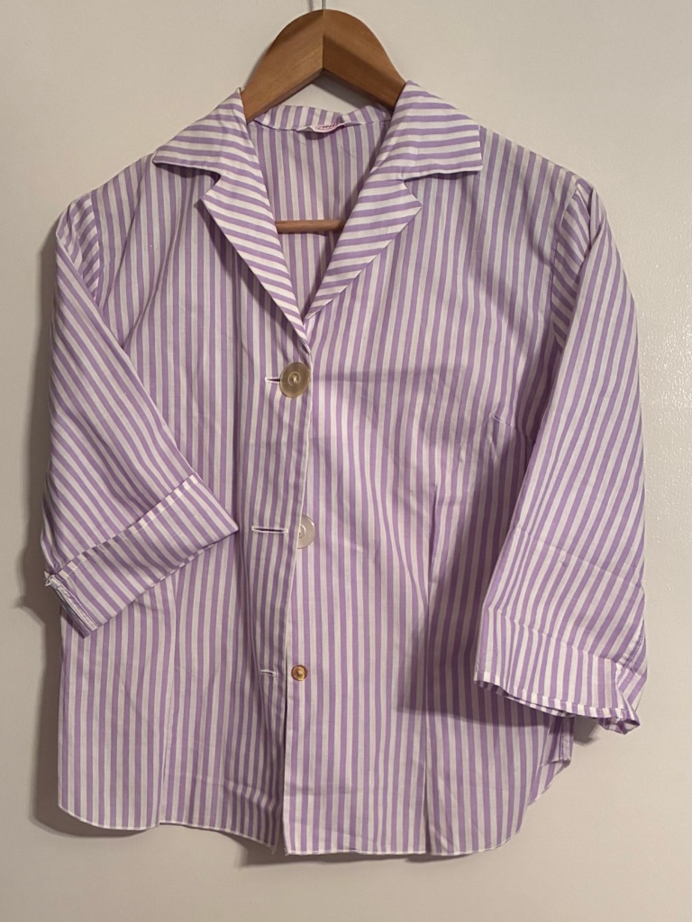 Graff California Wear  Vintage Women’s Blouse White Purple Stripes Size S/M